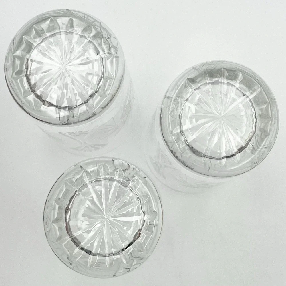 Vintage 1980s Cut Crystal Starburst Fan Highball Glasses Set‎ of 3